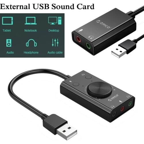 ORICO External USB Sound Card Stereo Mic Speaker Headset Audio Jack 3.5mm Adapter Adjustment Free Drive For Windows Mac Linux