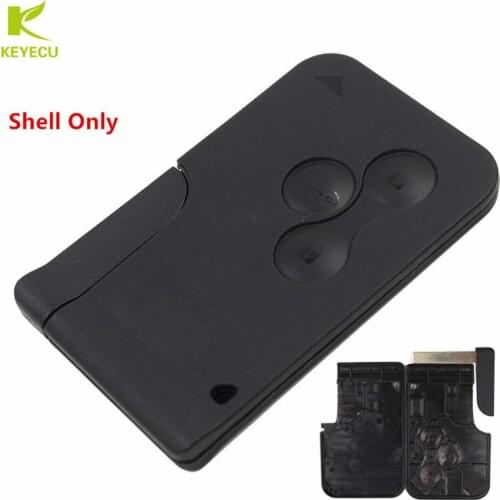 KEYECU Replacement New Smart Remote Key Shell 3 Button for Renault Clio Logan Megane 2 3 Koleos Scenic Card Case Black