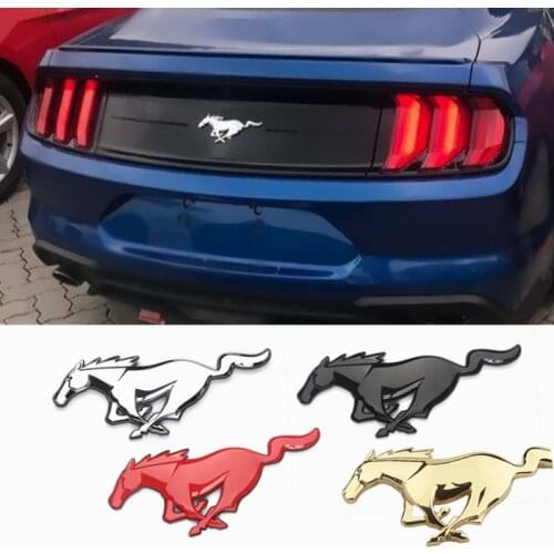 Car Rear Trunk Badge Metal Emblem Decal Sticker For Ford Mustang Horse Logo Auto Body Exterior Styling Accessories Decoration