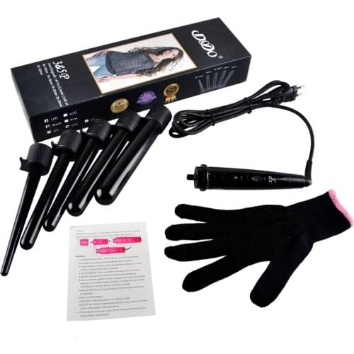 09-32mm Pro Series 5 in 1 Curling Wand Set Hair Curling Tong 5pcs Hair Curling Iron The Wand Hair Curler Roller Gift Set
