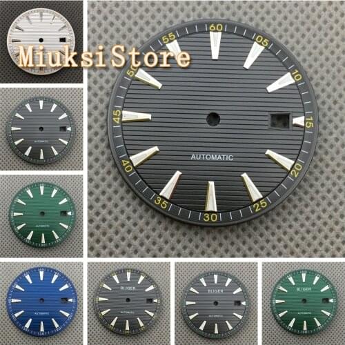 1PCS 33.2mm sterile blue black green silver watch dial luminous marker fit NH35 NH36 automatic movement