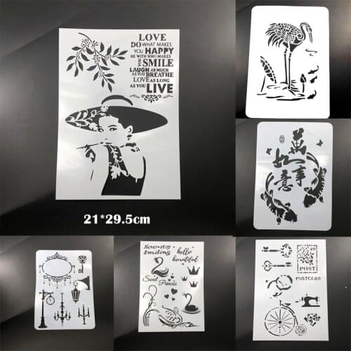 1pc Coloring Embossing Stencils Painting Template DIY Scrapbooking Album Decor Swan Puzzle Drawing Office School Supplies
