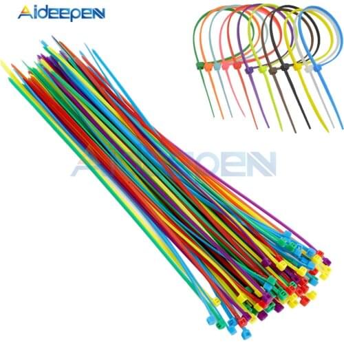 100pcs/bag 12 Color 2.5mmx100mm Self-Locking Nylon Wire Cable Zip Ties Cable Ties White Black Organiser Fasten Cable 2.5mm*100mm