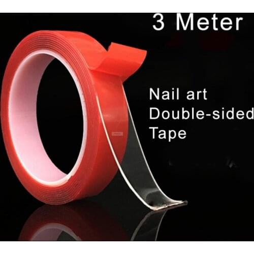 2pcs nail art double side tape long 3 meter Adhesive Tape Fake Nail sticker tips display Manicure tools