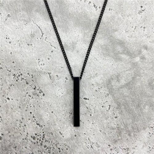 2021 Hot Fashion Rectangle Men Pendant Necklace Classic Stainless Steel Cuban Chain Necklace For Men Jewelry Gift