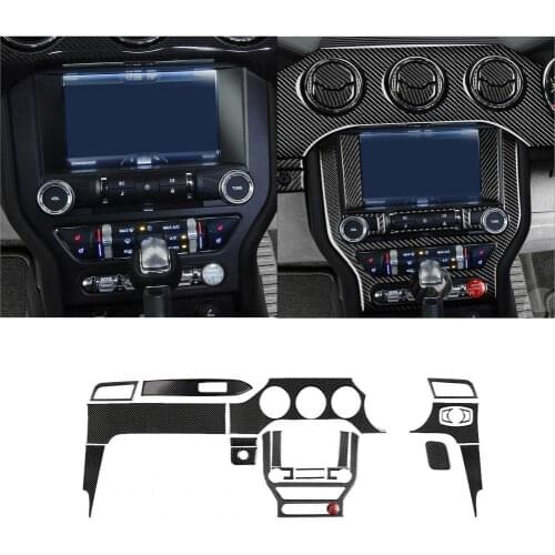 21Pcs/Set Professional Navigation Panel Stickers Frame Trim Carbon Fiber Car Decor for Ford Mustang 15-20 Right Drive Goods