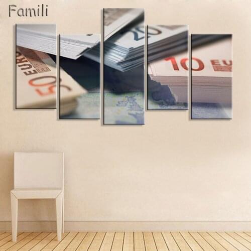 5pcs Banknotes Artwork Canvas Painting Wall Art Canvas Paintings For Living Room Wall Cuadros Canvas Prints Photo UnFramed
