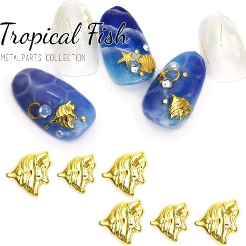 50pcs/pack Japan Korea New Nail Art Alloy Gold Tropical Fish Metal Jewellry Accessories Collection for Women Nail Polish DIY