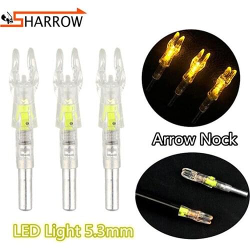 6/12pcs 5.3mm LED Illuminated Arrow Nock Bows And Arrows Shooting Automatic Lighted Arrow Cam Nocks Archery Hunting Accessories