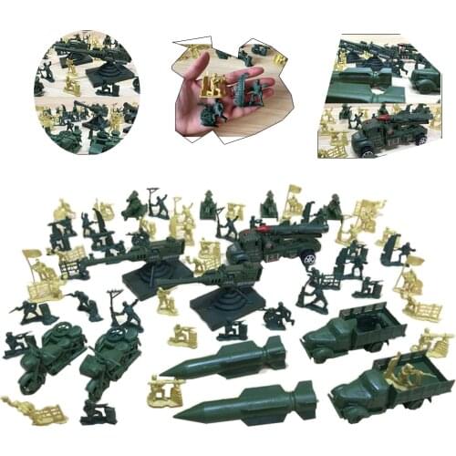63 Pieces Miniature Soldiers Toys Figures Scene Model Playset Collectibles
