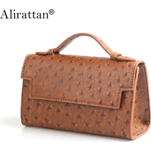 Alirattan Women New Ostrich Pattern Handbags High Quality Leather Female ClutchFashion Design Travel Shopping Bag Pouch Purse