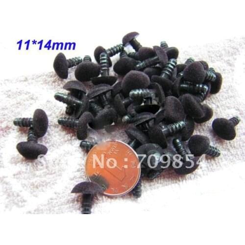 Free shipping!!! 300pcs/lot 11*14mm full black animal Triangular flocking PLASTIC NOSES PLUSH BEAR Toy accessories