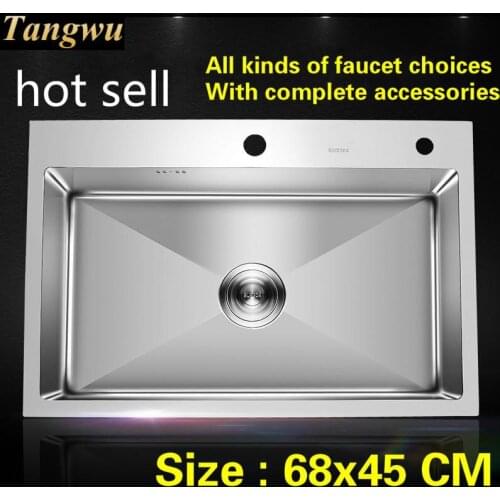 Free shipping Common kitchen sink durable 304 stainless steel hand made single slot hot sell 680x450 MM