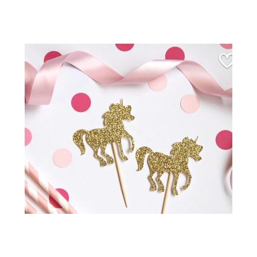 Glitter Unicorn cupcake toppers Food Picks Bachelorette Wedding Bridal Engagement Lingerie Party
