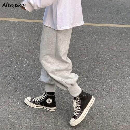 Pants Women Solid Thick Harem Fashionable New Daily Streetwear Korean Style Casual Full Length Chic All-match Elastic Waist Soft