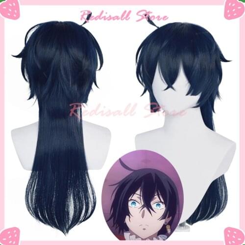 The Case Study of Vanitas Cosplay Wig Dark Blue Long Straight Bangs Heat Resistant Hair Anime Vanitas no Karte Role Play