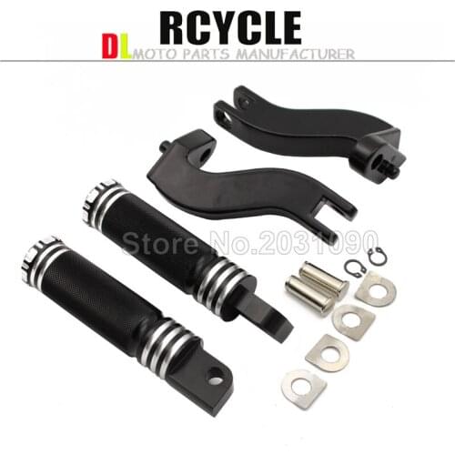 Black Passenger Rear Foot Peg Mounting Kits For Harley Touring Models CVO Street Glide Road Glide Road King FLHT FLHR FLTR FLHX
