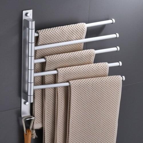 Towel Holder Punch-Free Space Aluminum Bathroom Towel Rack Rotatable Bathroom Accessories Sticky Towel Rack Bars Towel Rails