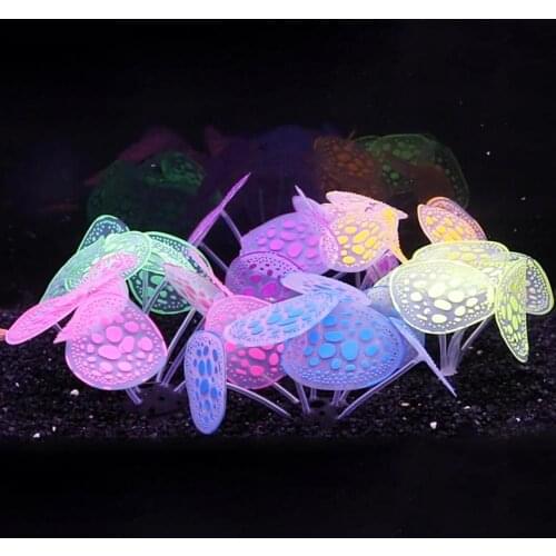 Aquarium Coral Ornaments Fluorescent Fake Fish Tank Coral Ornament Silicone Fish Tank Simulation Landscape for Aquarium Decor