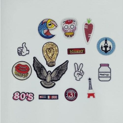 Hot sale Mixture Finger Embroidery Iron on patches For Stripes Clothes Stickers DIY Kids Clothing Badges Accessories Supplies