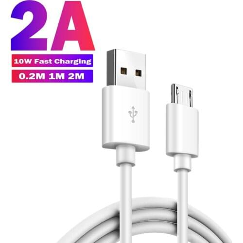 10W 2A Fast Charging Micro USB Data Cable Mobile Android Phone USB Charger Cables For Realme C21 Huawei P10 P9 Lite 0.2M 1M 2M