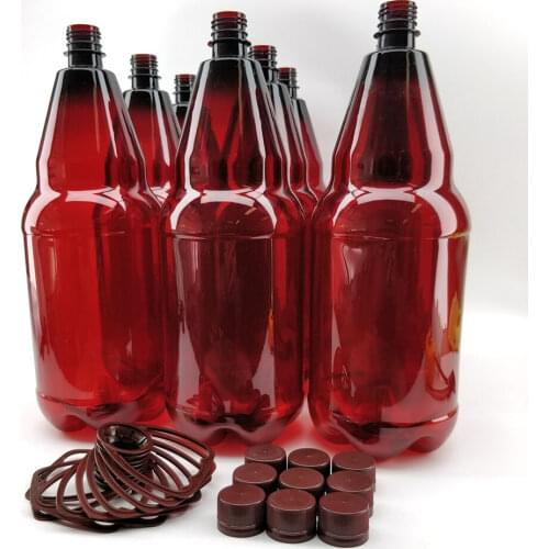 KegLand Amber PET bottles 2.5L (Pack of 9) with screw caps
