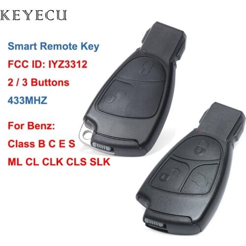 Keyecu Smart Remote Control Car Key 2 / 3 Buttons 433MHz for Mercedes Benz Class B C E S ML CLK CL CLS SLK, FCC ID: IYZ3312