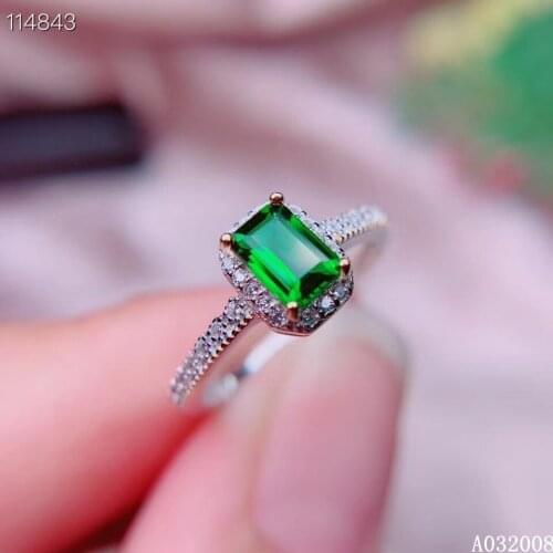 KJJEAXCMY fine jewelry 925 sterling silver inlaid natural diopside ring new luxury female ring vintage support test