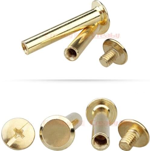 M5 Rivet Screws Copper Plated Book Binding Chicago Screws Nail Rivets Steel Metal Male Female Rivets 5mm-125mm