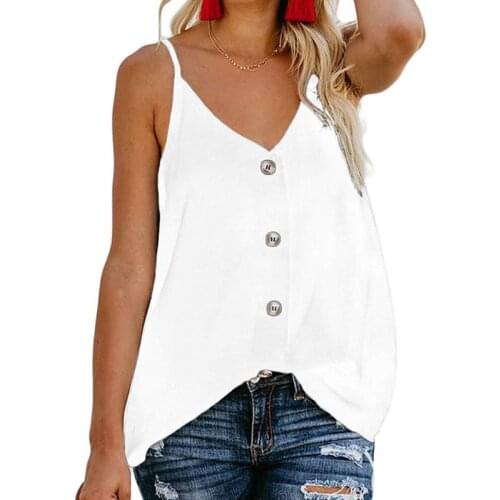 Womens Sleeveless Button Down Sexy V-Neck Strappy Tank Tops Boho Plain Solid Color Loose Casual Camisole Backless Vest Shirt