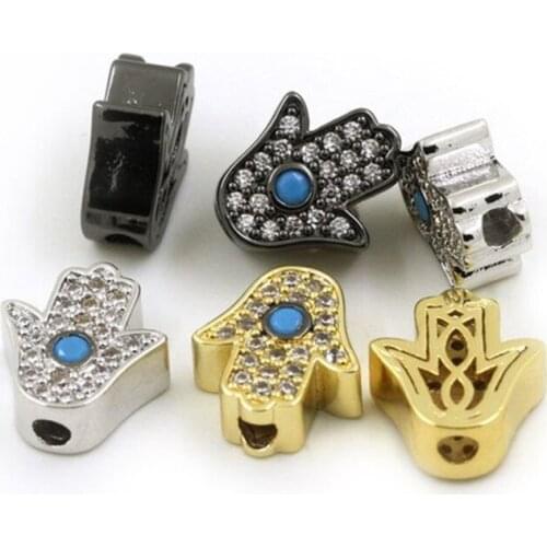 Fashion Evil eyes Hand beads clear CZ micro paved double sided CZ Micro pave finding Cubic Zircon CZ space bead