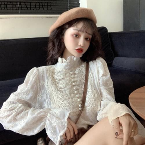 Oceanlove Stand-up Collar Blouses
