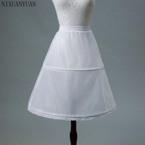 Wholesale 2 Hoops White A Line Long Flower Girl Dress Petticoat Kids Ballet Petticoat Child Crinoline Skirts Girls Underskirt