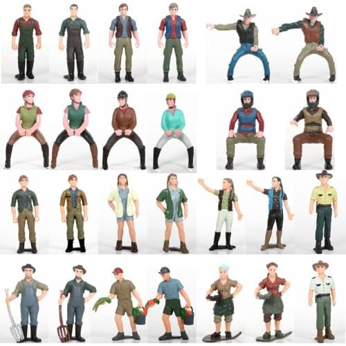 Plastic Realistic Farmer People Model Farm Staff Feeder Rancher Worker Action Figures Figurines Model educational Kids toys