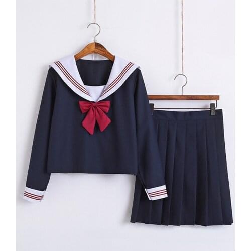 Hot Sale New Orthodox School Girl Uniform Sailor Shirt Pleated Skirt Sets Basic Spring Autumn Student Clothes Japan JK Uniforms