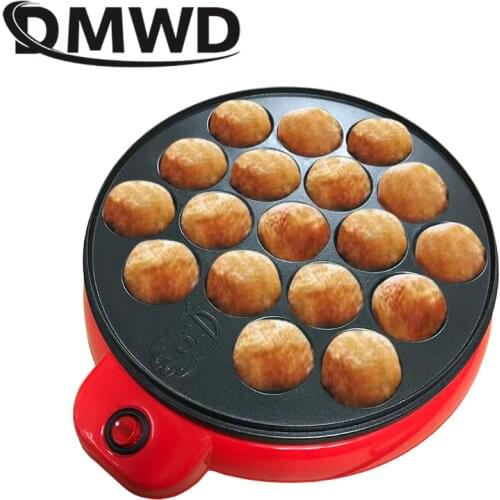 DMWD Japan Professional Octopus Ball Maker Takoyaki baking Machine mini electric Chibi Maruko grill pan 110V 220V With 18 holes