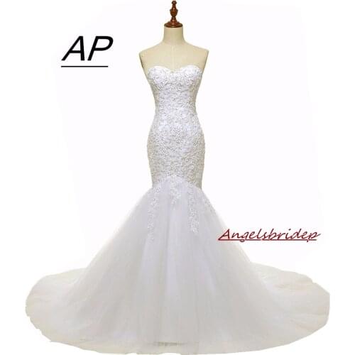 Sweetheart Beaded Mermaid Wedding Dress 2021 Real Pictures Appliques Wedding Dresses Tulle Bridal Wedding Gown Vestido De Noiva