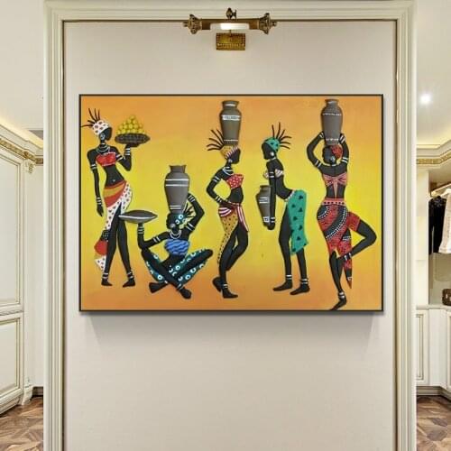 Vintage African Woman Figure Canvas Painting on The Wall Posters Prints Abstract Wall Art Picture for Living Room Home Decor