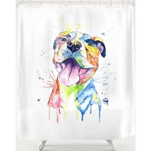 Animal Dog Watercolor Painting Shower Curtain Waterproof Bathroom Decorations Polyester Bathroom Shower Curtain