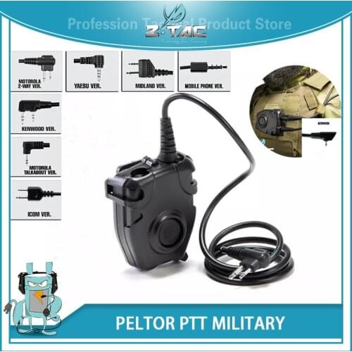 Z-Tac Tactical Headset Peltor Bowman Elite II PTT cable plug For Motor ol Kenwod Midland Radio Z112 Military Tactical Equipment