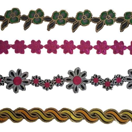 Embroidery ladies apparel applique fabric decorative sequins sewing section with DIY supplies accessories whole strip for sale