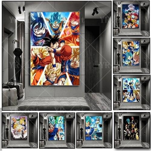 Japanese Anime Dragon Ball Canvas Poster Print Super Saiyan Kakarot Vegeta Mural Art Decoration Picture Wall Prints Home Decor