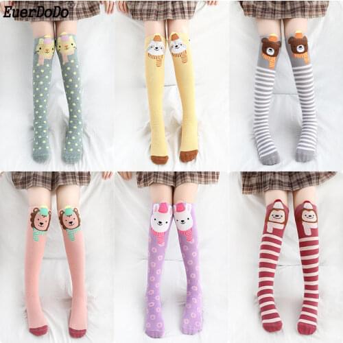 Kids Girls Socks Cotton Cartoon Knee High Socks Girls Age 3 4 6 8 10 12 Years Children Girl Spring Autumn Winter
