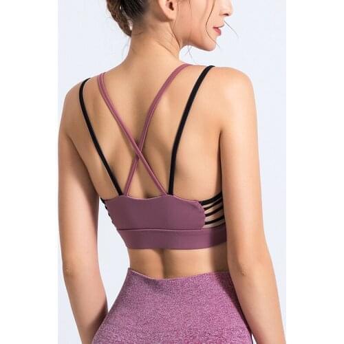 Women Sports Bra Padded Elastic Breathable Wireless High Impact Yoga Bras Top