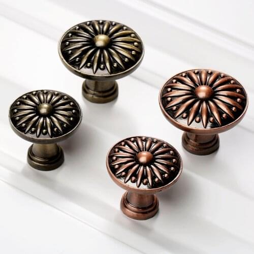 1Pc Antique Retro Round Knob Pulls Handle for Cabinet Drawer Door Closet Dresser Wardrobe Furniture Handles and Knobs Zinc Alloy