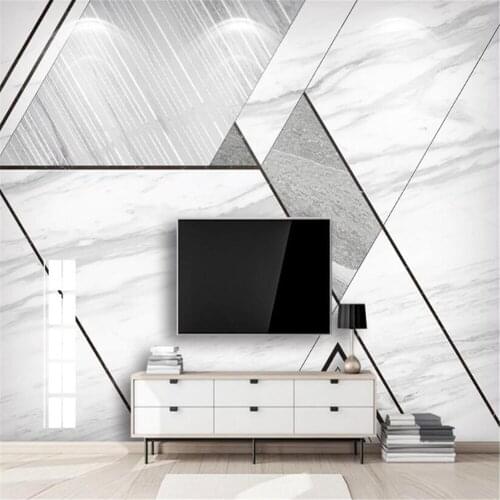 Milofi custom 3D wallpaper modern minimalist lines geometric jazz white marble pattern background wall large mural wallpaper