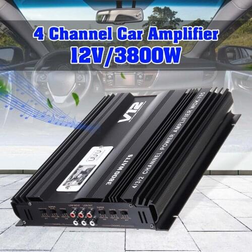 4 Channel 12V Amplifier 3800W RMS Audio bluetooth Car Audio Stereo Amplifier Amp Speaker Metal Car Audio Processor Subwoofer