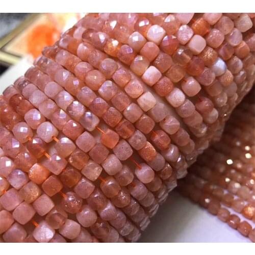 AAAAA LOOSE BEADS pink /silver pink Sunstone square faceted 4*4.5mm wholesale for DIY jewelry necklace 36cm