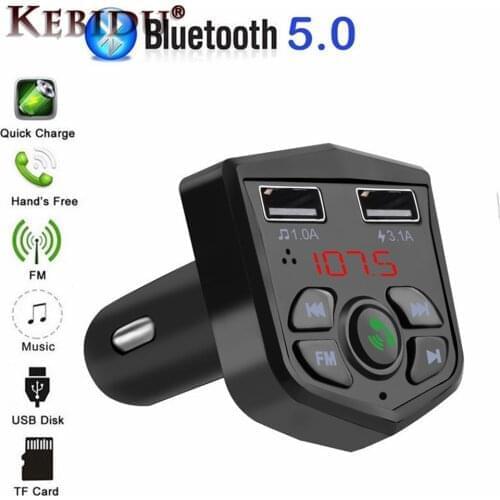 Dual 2 USB phone Charger 3.1A 1A Bluetooth 5.0 Voltage Digital display Car FM Transmitter handsfree TF Card U disk MP3 player