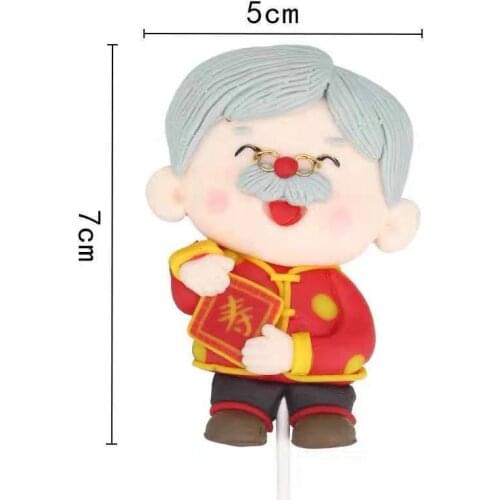 Grandma Grandpa Emperor queen Cake Topper for Birthday Party Decoration Chinese Fuzi Blessing Baking Supplies Dessert Love Gifts